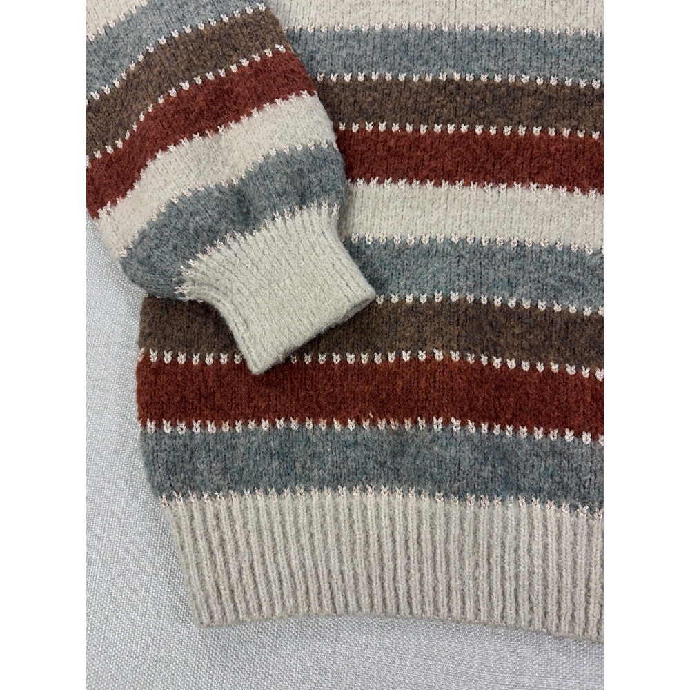 Davi & Dani Women's Knit Sweater Gray Brown Cream Striped Size Small - Picture 7 of 16